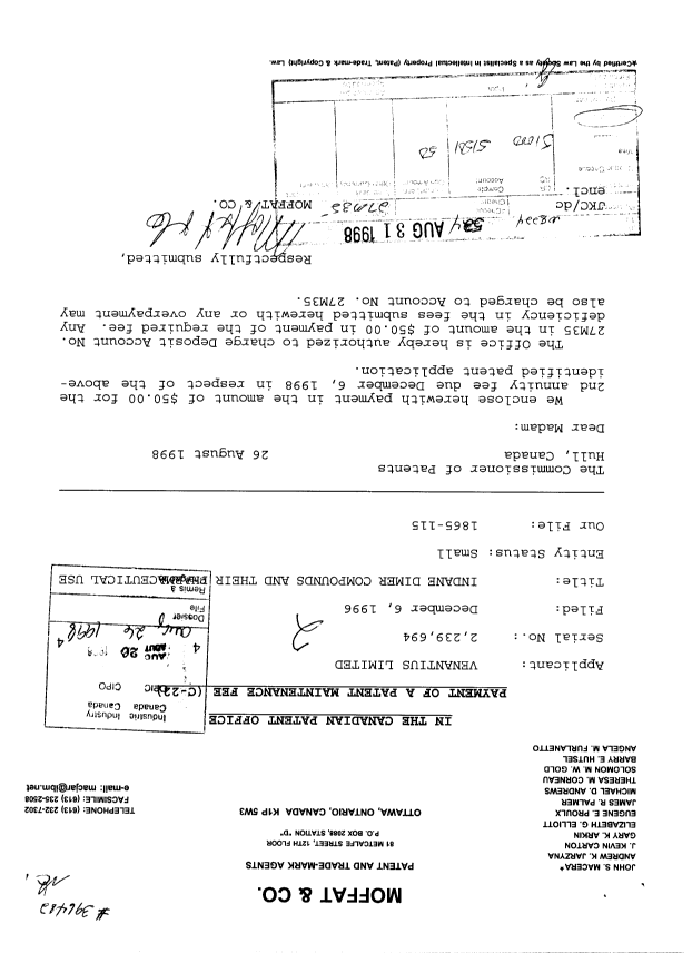 Canadian Patent Document 2239694. Fees 19980826. Image 1 of 1