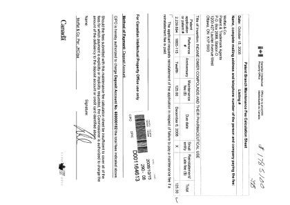 Canadian Patent Document 2239694. Fees 20081015. Image 1 of 1