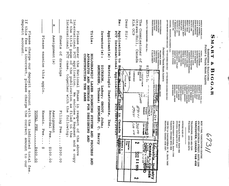Document de brevet canadien 2240377. Cession 19980611. Image 1 de 7