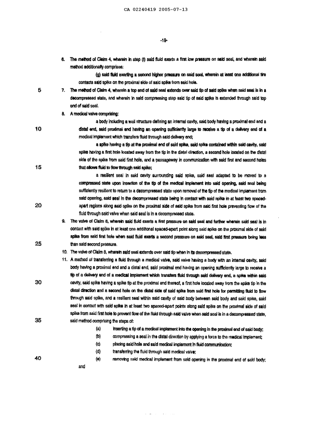 Document de brevet canadien 2240419. Revendications 20050713. Image 2 de 3