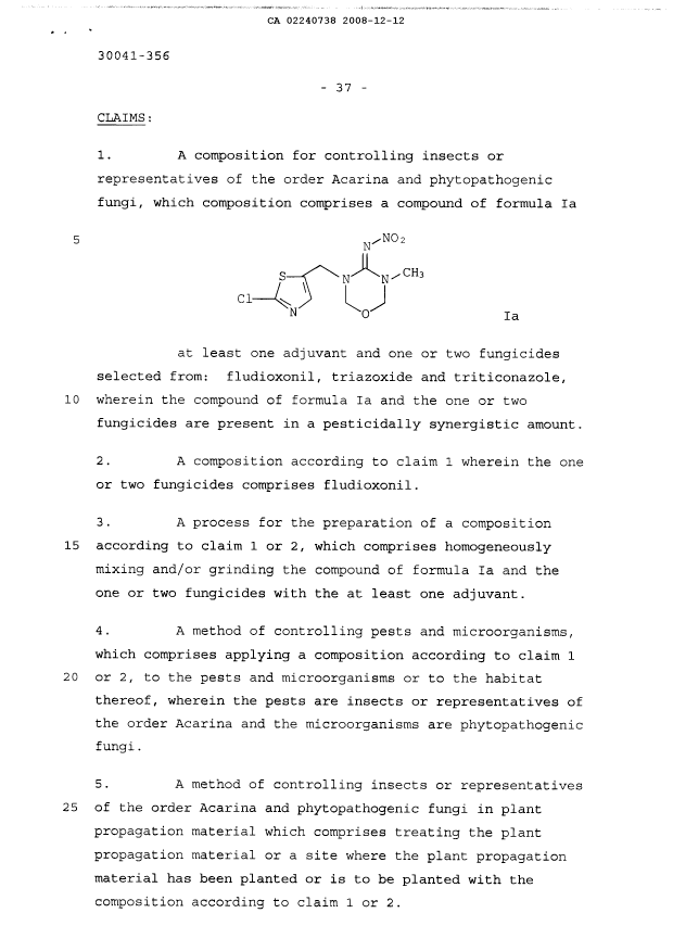 Document de brevet canadien 2240738. Revendications 20081212. Image 1 de 1