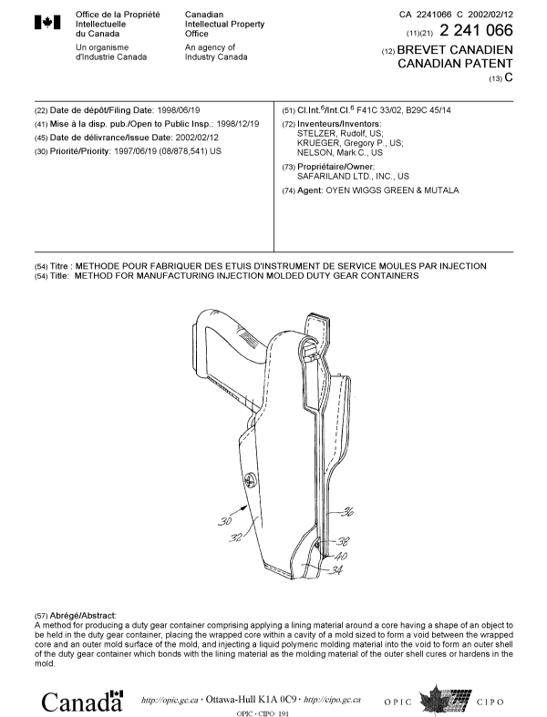 Canadian Patent Document 2241066. Cover Page 20020110. Image 1 of 1