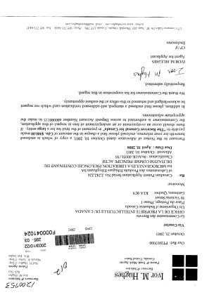 Document de brevet canadien 2242224. Correspondance 20021222. Image 1 de 2