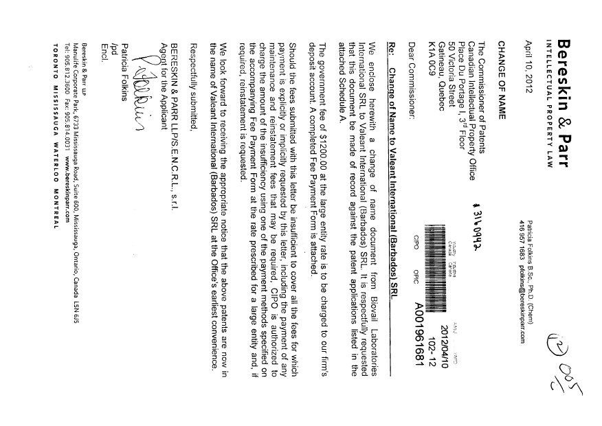 Document de brevet canadien 2242224. Cession 20111210. Image 1 de 6