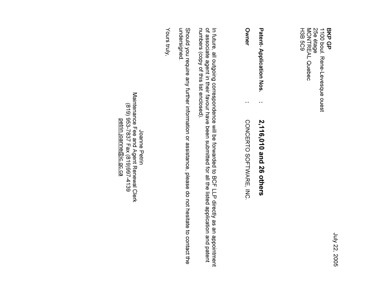Canadian Patent Document 2242535. Correspondence 20050722. Image 1 of 1