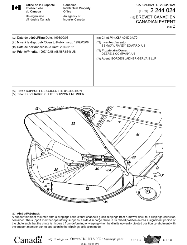 Document de brevet canadien 2244024. Page couverture 20021217. Image 1 de 1