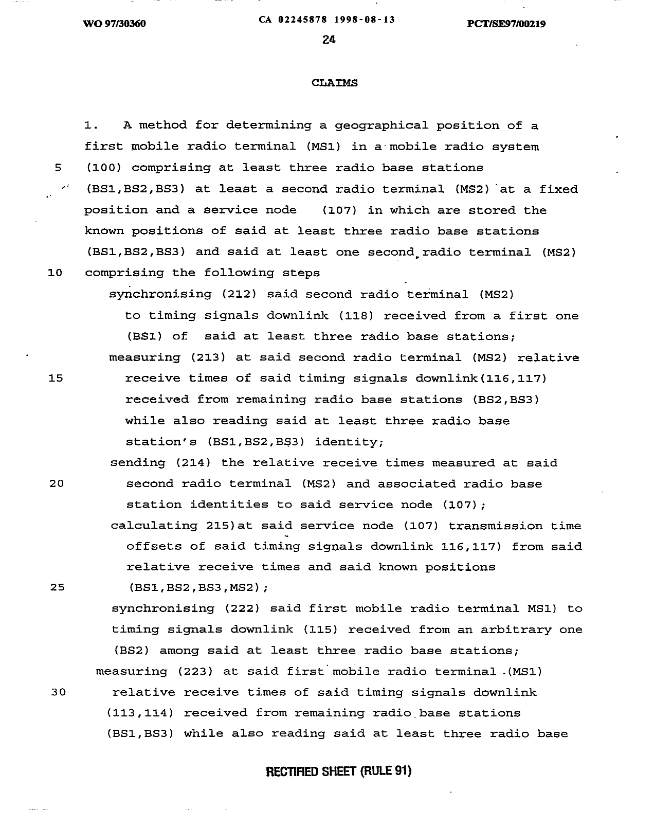Document de brevet canadien 2245878. Revendications 19980813. Image 1 de 12
