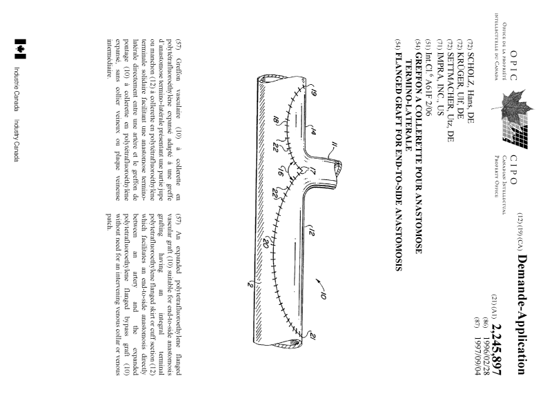 Document de brevet canadien 2245897. Page couverture 19981029. Image 1 de 1