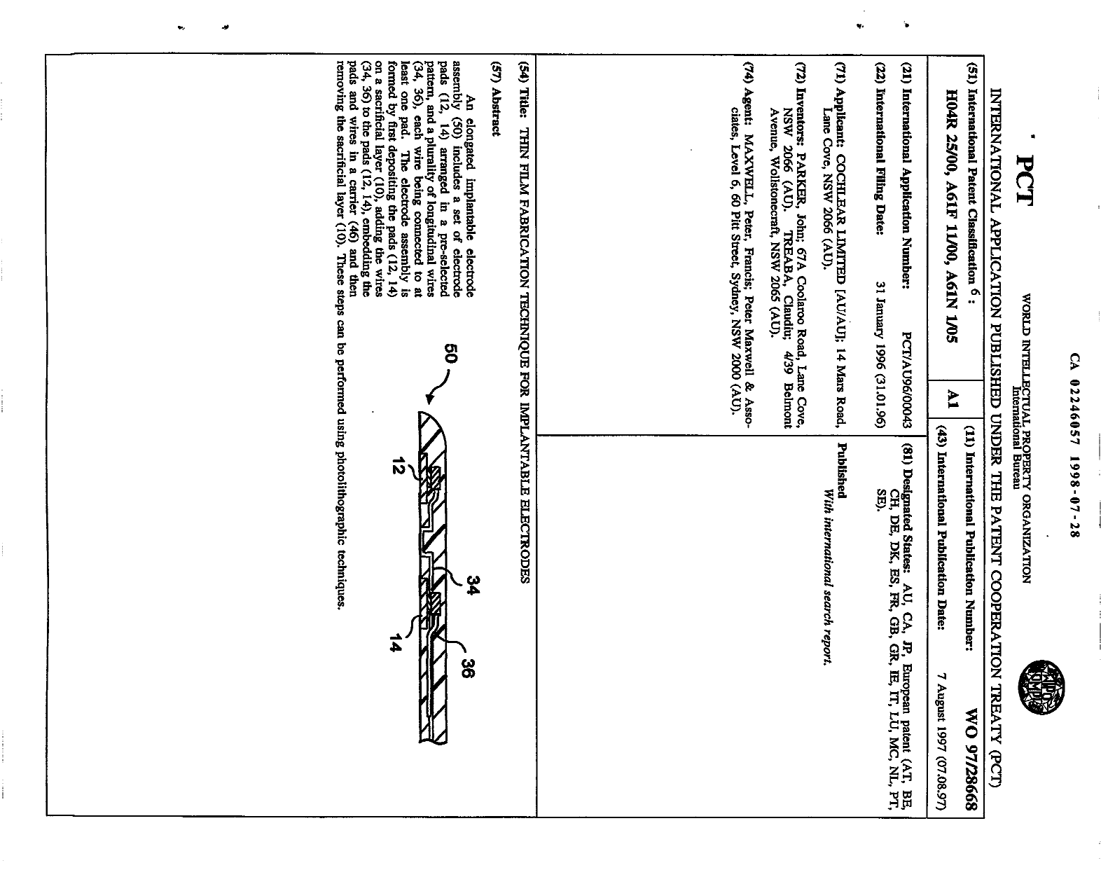 Canadian Patent Document 2246057. Abstract 19980728. Image 1 of 1