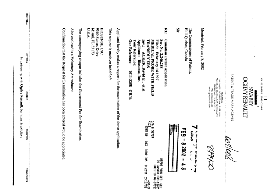 Document de brevet canadien 2246288. Poursuite-Amendment 20020208. Image 1 de 9