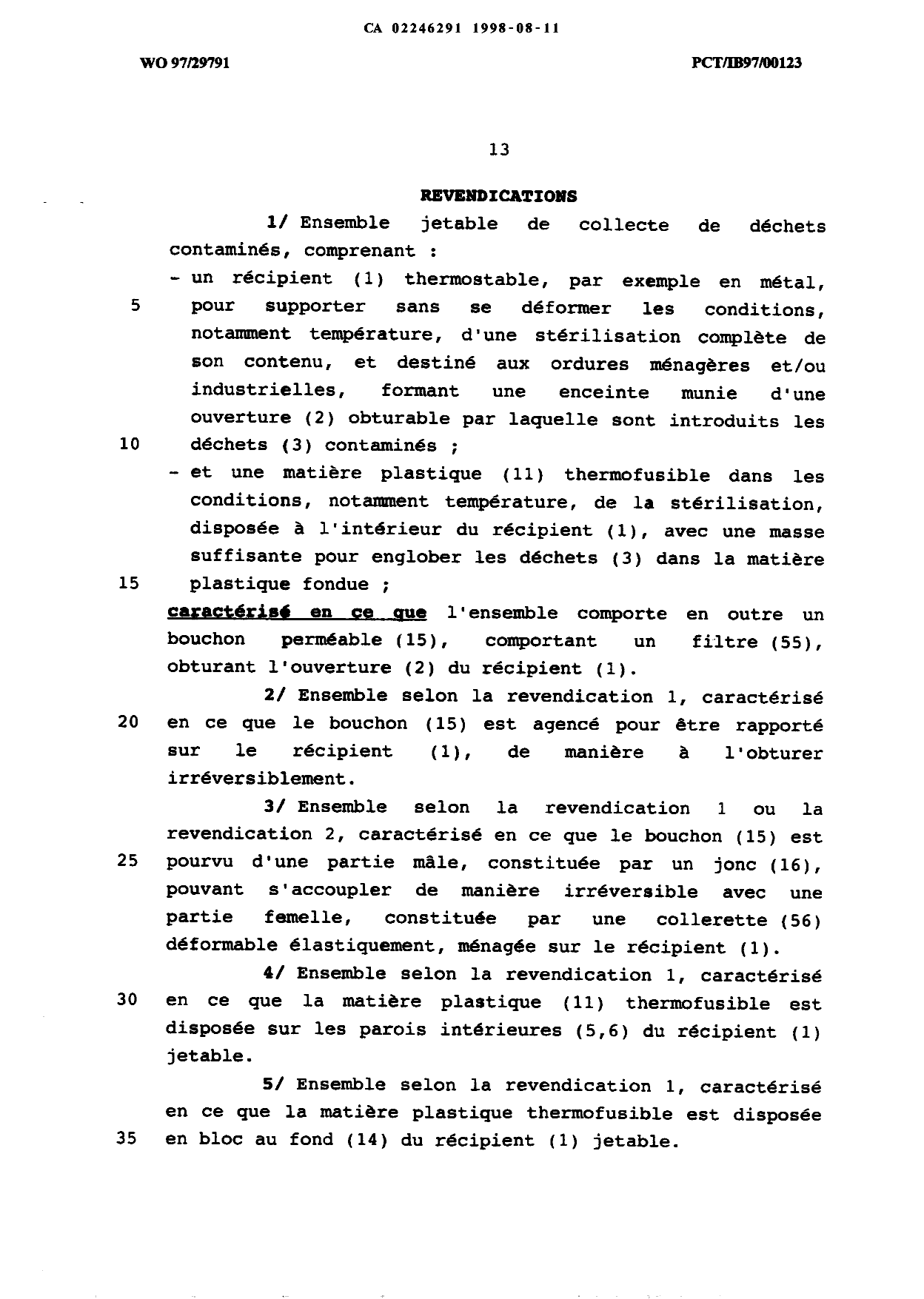 Document de brevet canadien 2246291. Revendications 19980811. Image 1 de 4