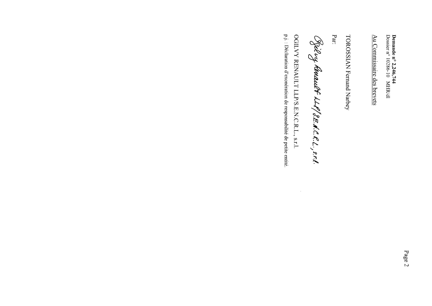 Canadian Patent Document 2246744. Correspondence 20070123. Image 2 of 3