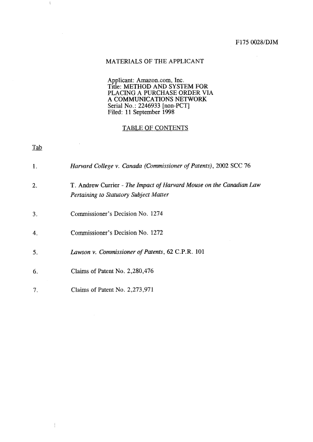 Canadian Patent Document 2246933. Correspondence 20081216. Image 2 of 182