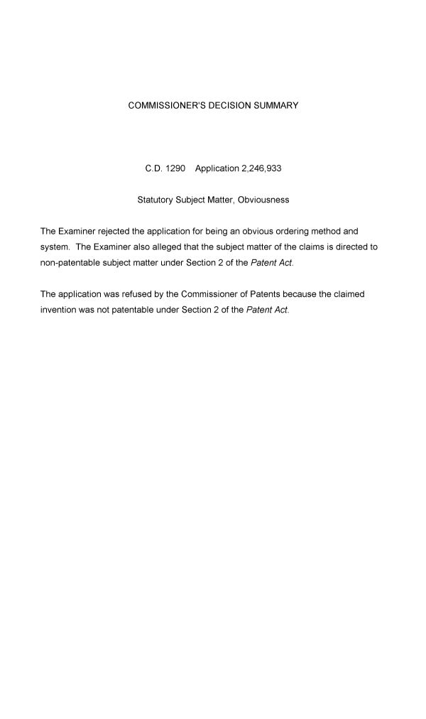 Canadian Patent Document 2246933. Prosecution-Amendment 20090304. Image 2 of 63