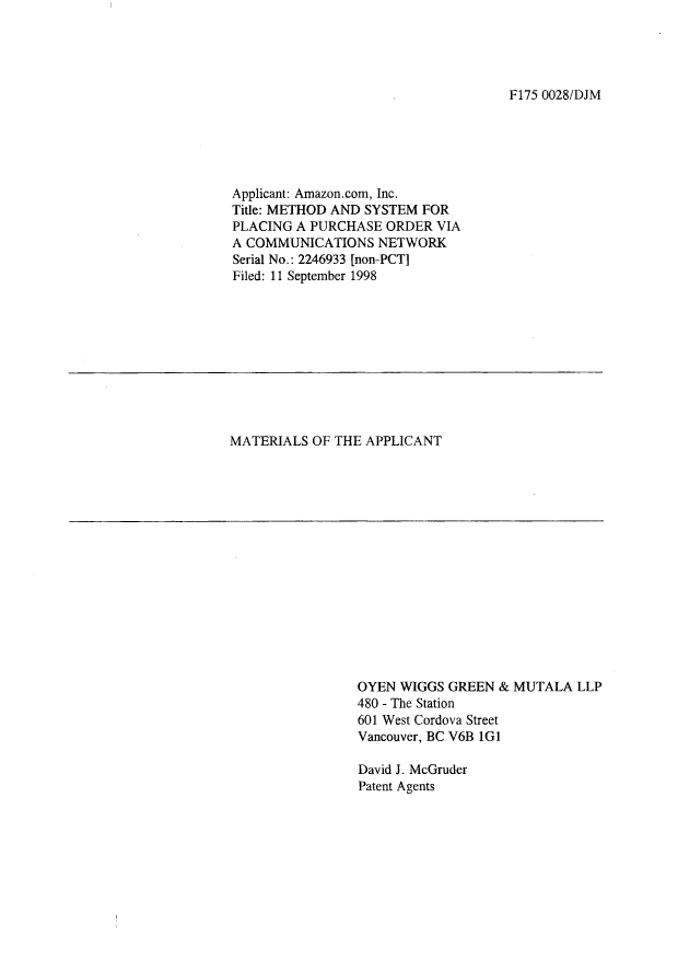 Canadian Patent Document 2246933. Correspondence 20090616. Image 1 of 182