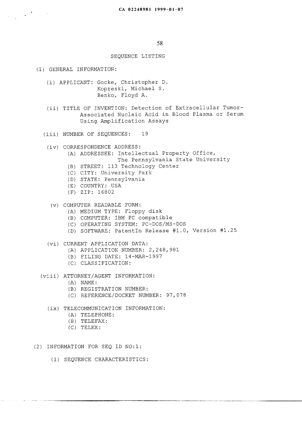 Canadian Patent Document 2248981. Correspondence 19990107. Image 3 of 9