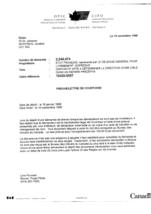 Document de brevet canadien 2249474. Correspondance 19981119. Image 1 de 1