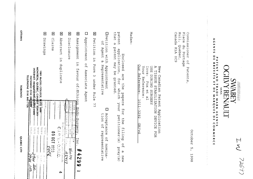 Document de brevet canadien 2249494. Cession 19981005. Image 1 de 9