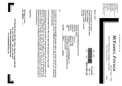 Document de brevet canadien 2250410. Taxes 20091204. Image 1 de 1