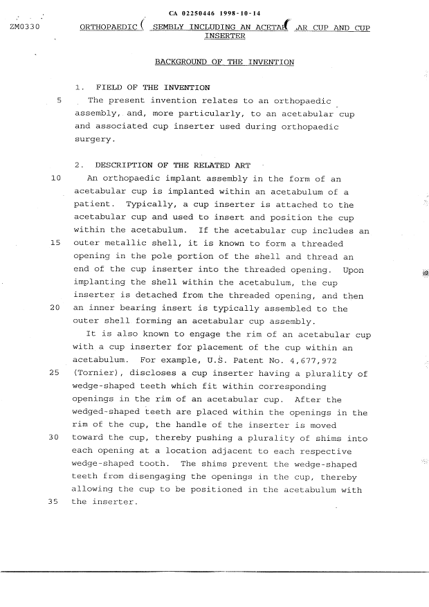 Document de brevet canadien 2250446. Description 19981014. Image 1 de 10