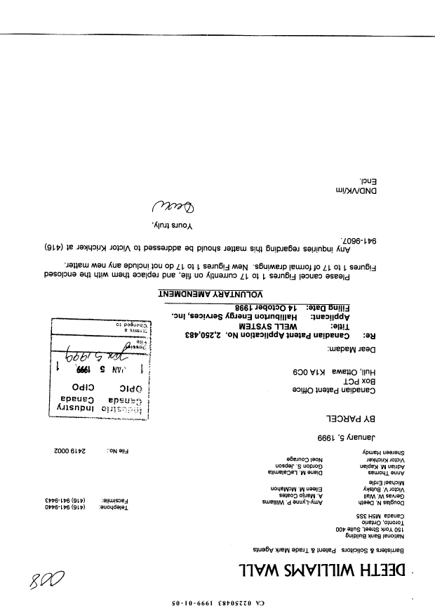 Canadian Patent Document 2250483. Assignment 19990105. Image 1 of 12