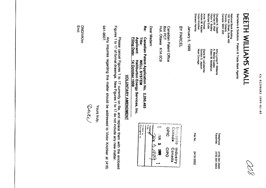Document de brevet canadien 2250483. Cession 19990105. Image 1 de 12