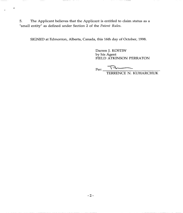 Document de brevet canadien 2250645. Cession 19981016. Image 4 de 4