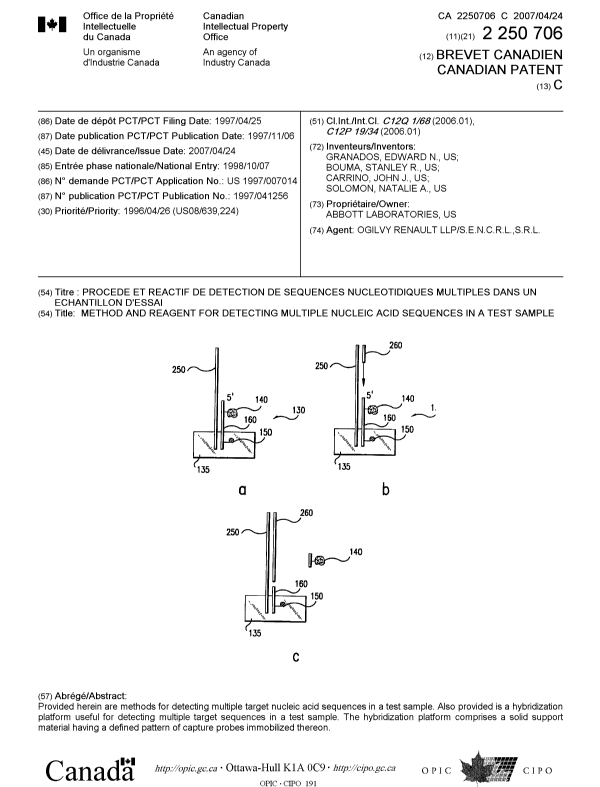 Document de brevet canadien 2250706. Page couverture 20070403. Image 1 de 1