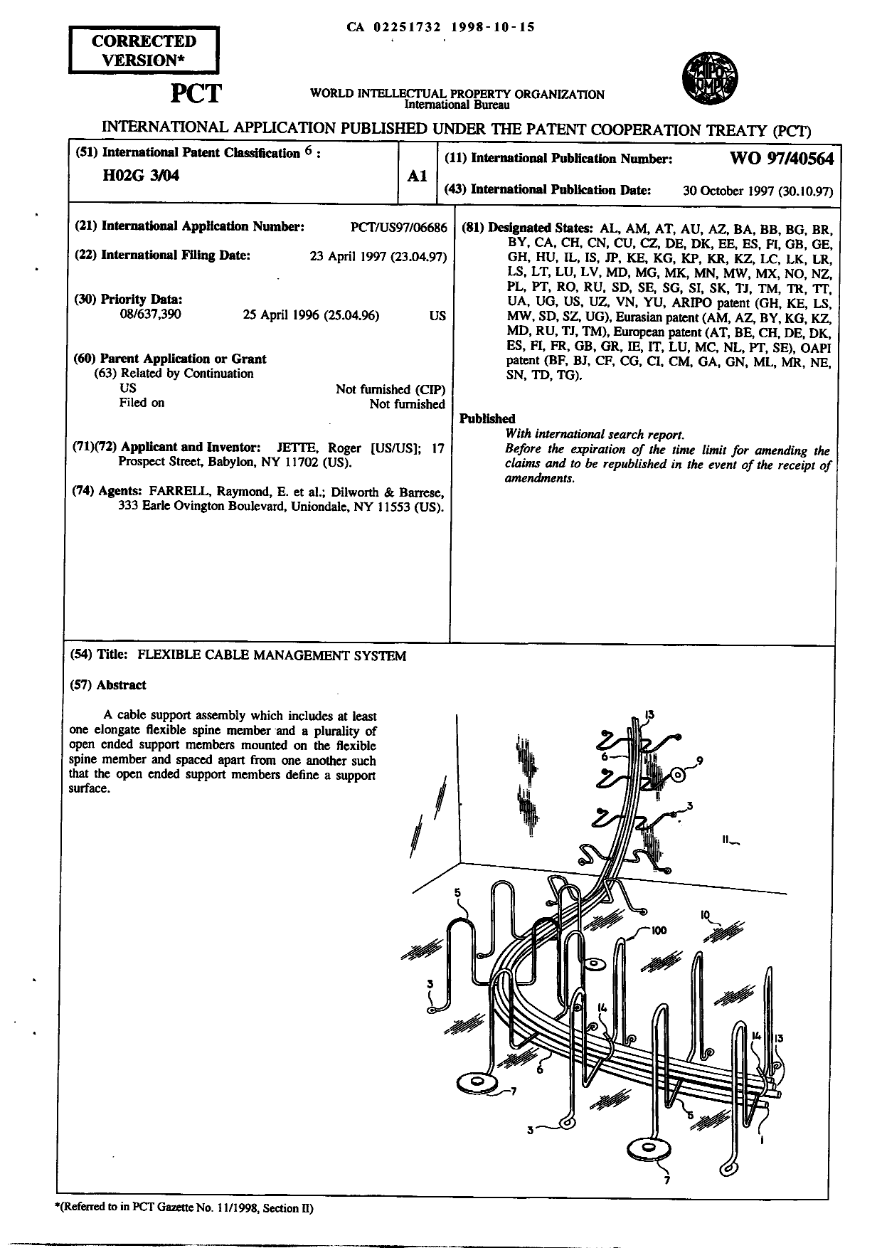 Document de brevet canadien 2251732. Abrégé 19981015. Image 1 de 1