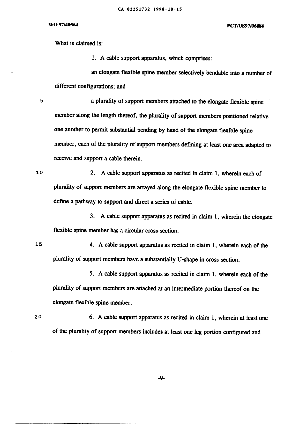 Document de brevet canadien 2251732. Revendications 19981015. Image 1 de 4
