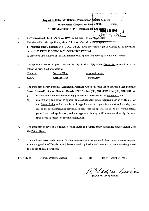 Document de brevet canadien 2251732. Cession 19981015. Image 2 de 2