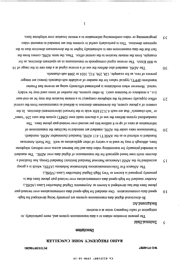 Canadian Patent Document 2251887. Description 20040831. Image 1 of 15