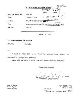 Canadian Patent Document 2252569. Prosecution-Amendment 20010117. Image 1 of 1