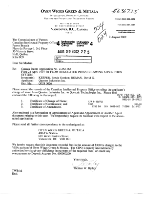 Document de brevet canadien 2252763. Correspondance 20020809. Image 1 de 2