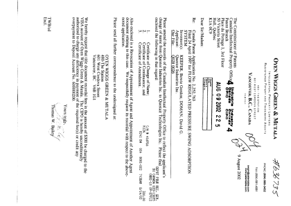 Canadian Patent Document 2252763. Correspondence 20020809. Image 1 of 2