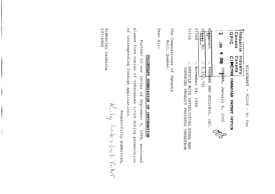 Canadian Patent Document 2252791. Prosecution-Amendment 20000106. Image 1 of 1
