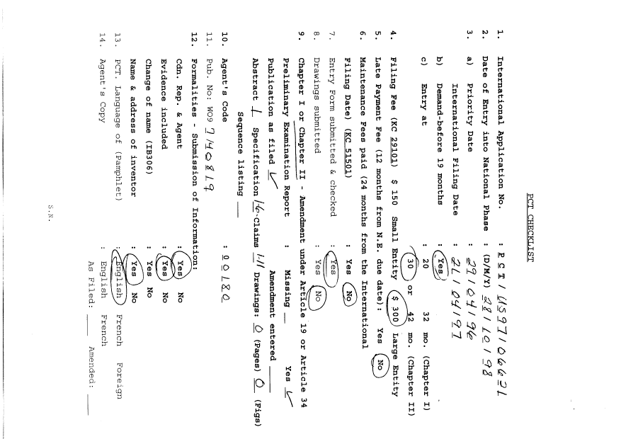 Document de brevet canadien 2252814. PCT 19981028. Image 1 de 9