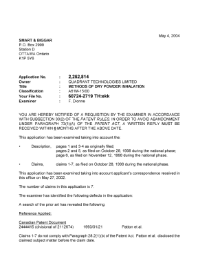 Document de brevet canadien 2252814. Poursuite-Amendment 20040504. Image 1 de 2