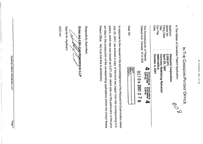 Canadian Patent Document 2252873. Prosecution-Amendment 20011004. Image 1 of 1