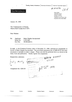 Document de brevet canadien 2252944. Cession 19990129. Image 1 de 11
