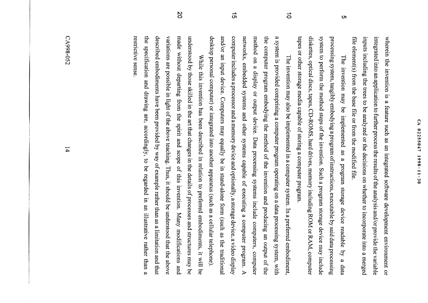Canadian Patent Document 2255047. Description 19981130. Image 14 of 14