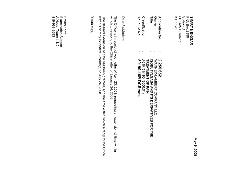 Canadian Patent Document 2255652. Correspondence 20071209. Image 1 of 1
