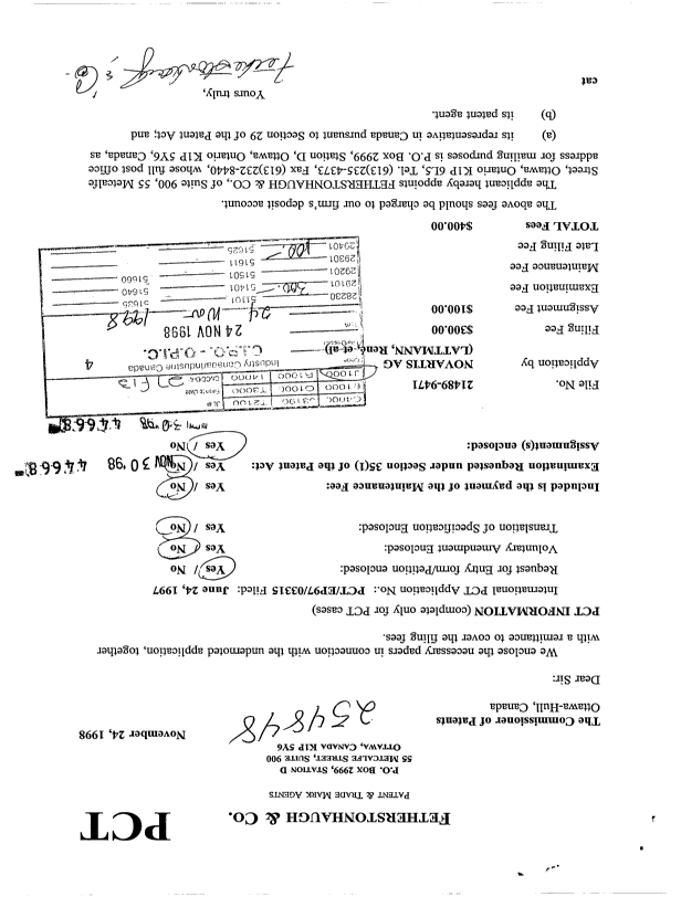 Document de brevet canadien 2255951. Cession 19971224. Image 1 de 3
