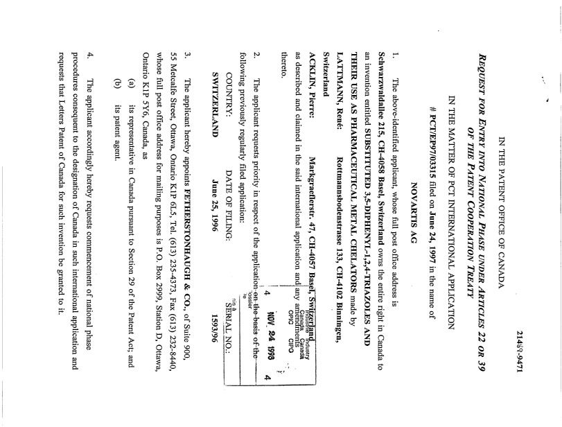 Document de brevet canadien 2255951. Cession 19971224. Image 2 de 3
