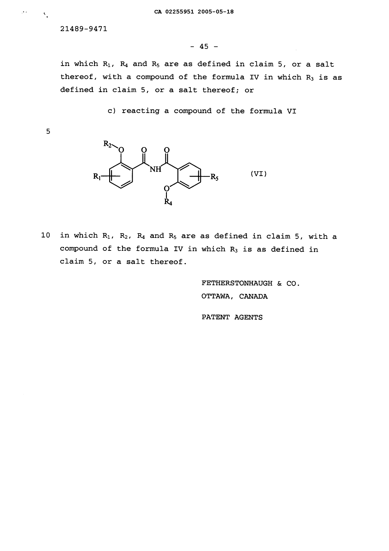 Document de brevet canadien 2255951. Revendications 20041218. Image 12 de 12
