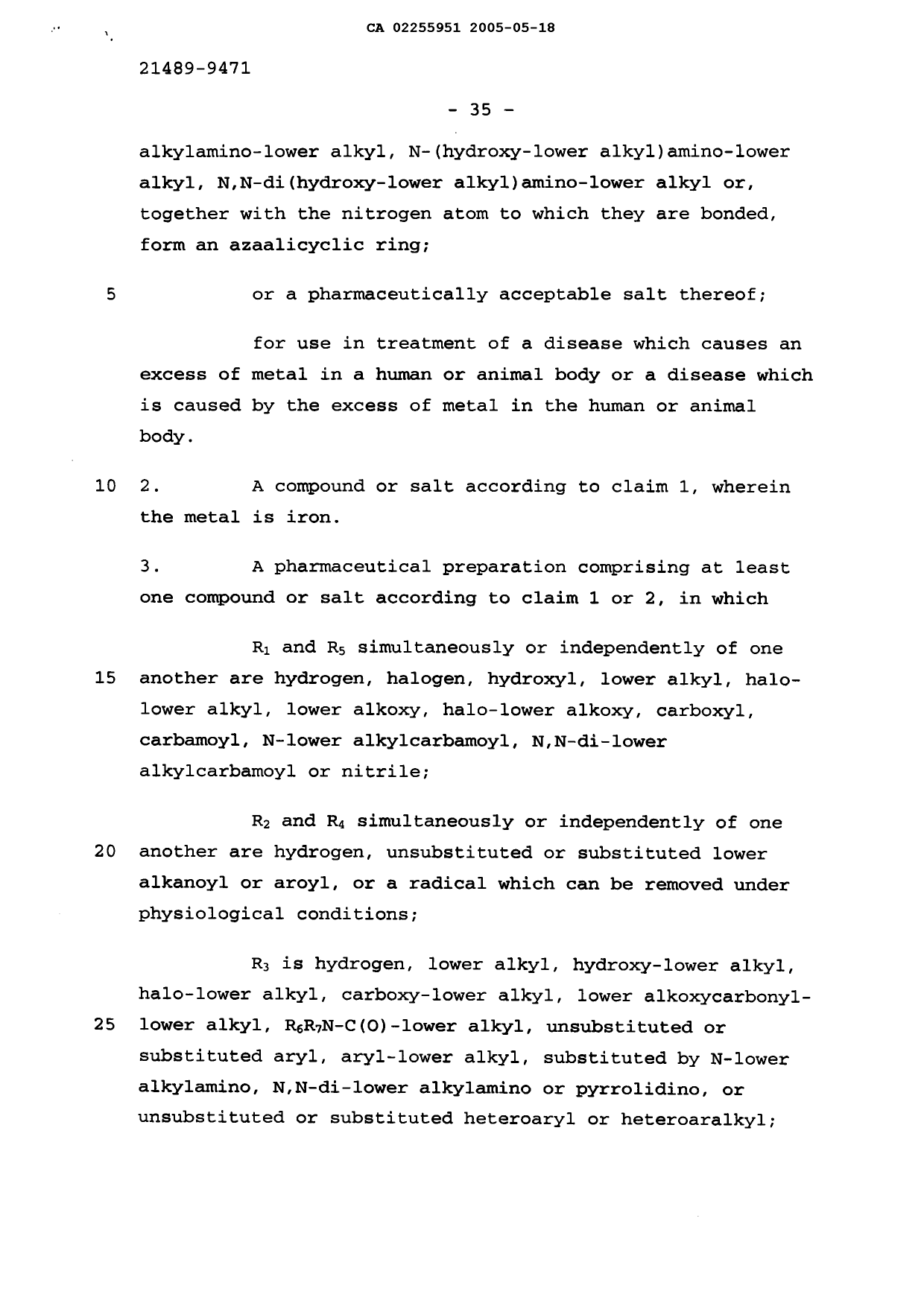 Document de brevet canadien 2255951. Revendications 20041218. Image 2 de 12