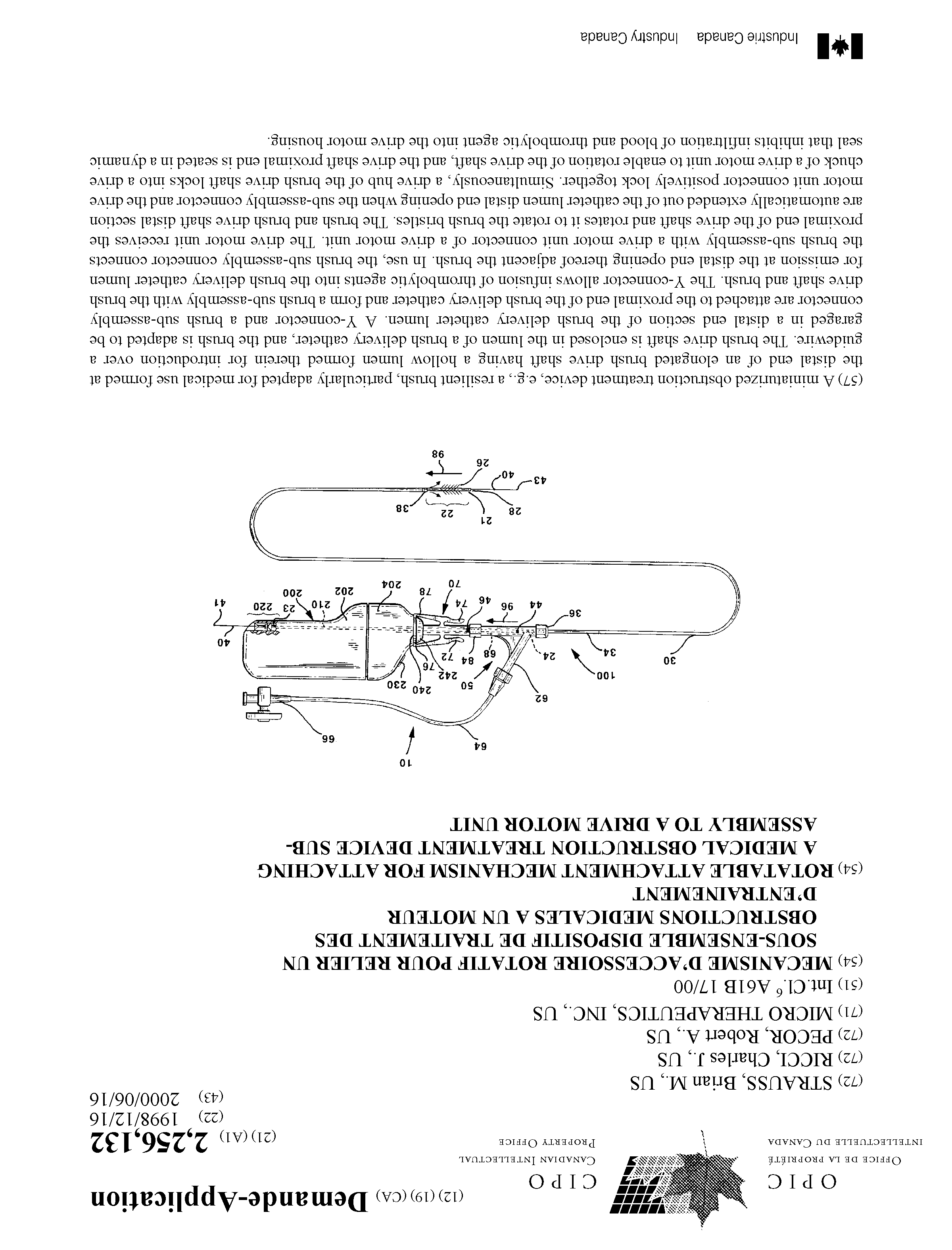 Document de brevet canadien 2256132. Page couverture 19991207. Image 1 de 1