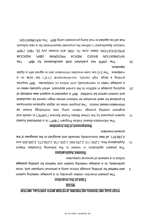 Canadian Patent Document 2256167. Description 20030312. Image 1 of 23