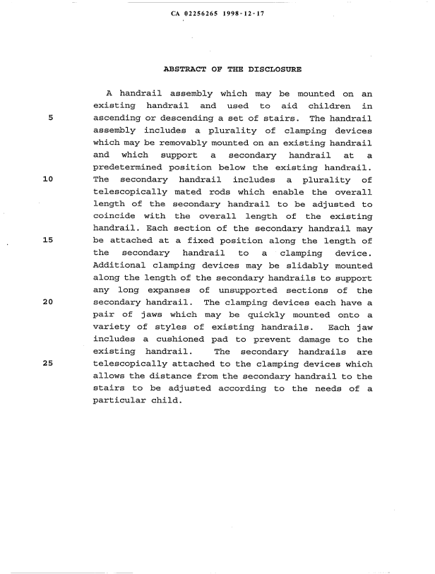 Document de brevet canadien 2256265. Abrégé 19981217. Image 1 de 1