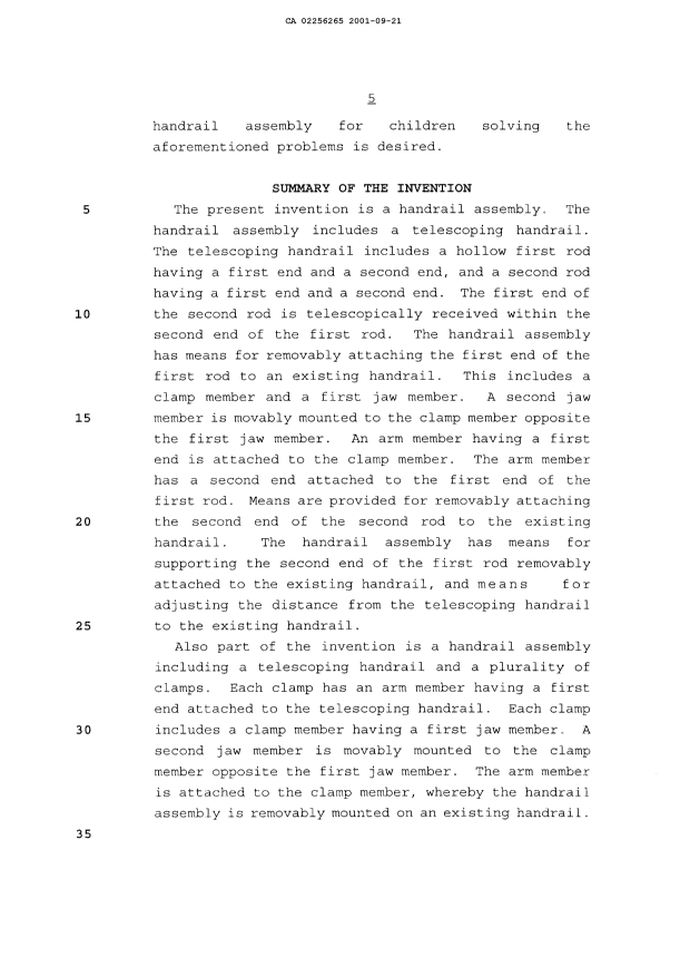 Canadian Patent Document 2256265. Prosecution-Amendment 20010921. Image 3 of 14